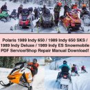 Polaris 1989 Indy 650/1989 Indy 650 SKS/1989 Indy Deluxe/1989 Indy ES Snowmobile Service/Shop Repair Manual
