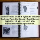 Kobelco SK200 MARK III Hydraulic Excavator Illustrated Parts List Manual - Serial Number YQ01701 - UP YN12201 - UP; With Mitsubishi Diesel Engine
